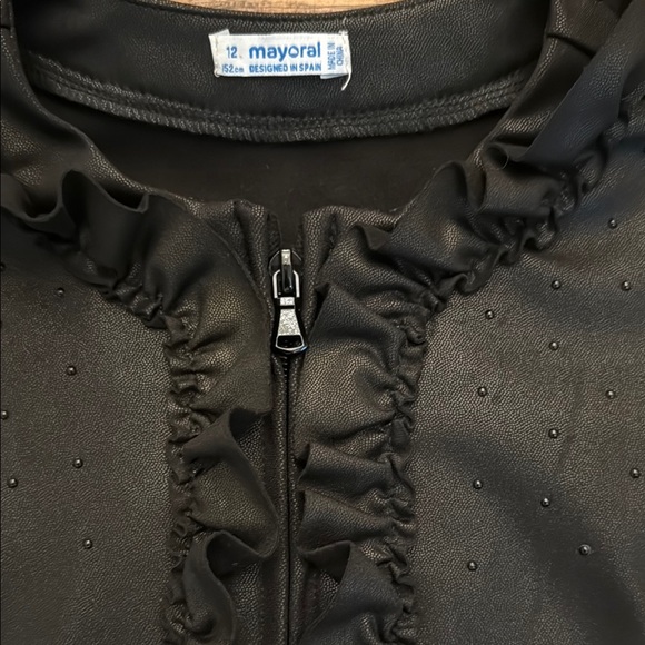 Mayoral Black Cropped Jacket with Ruffles - Picture 3 of 6